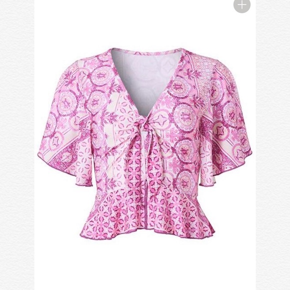 TIE FRONT PRINT TOP - Picture 6 of 6